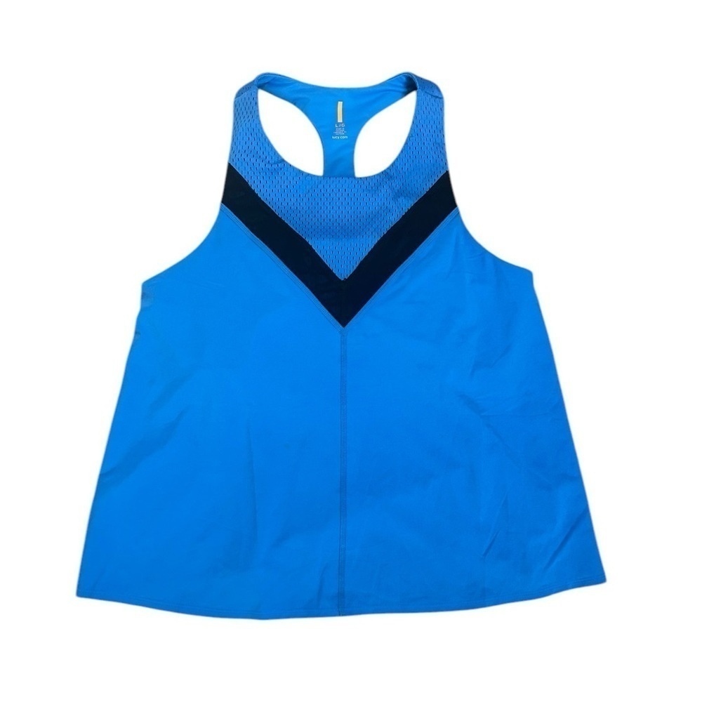 Lucy Athletic Mesh Workout Racerback Tank Built In Sports Bra Womens Sz Large